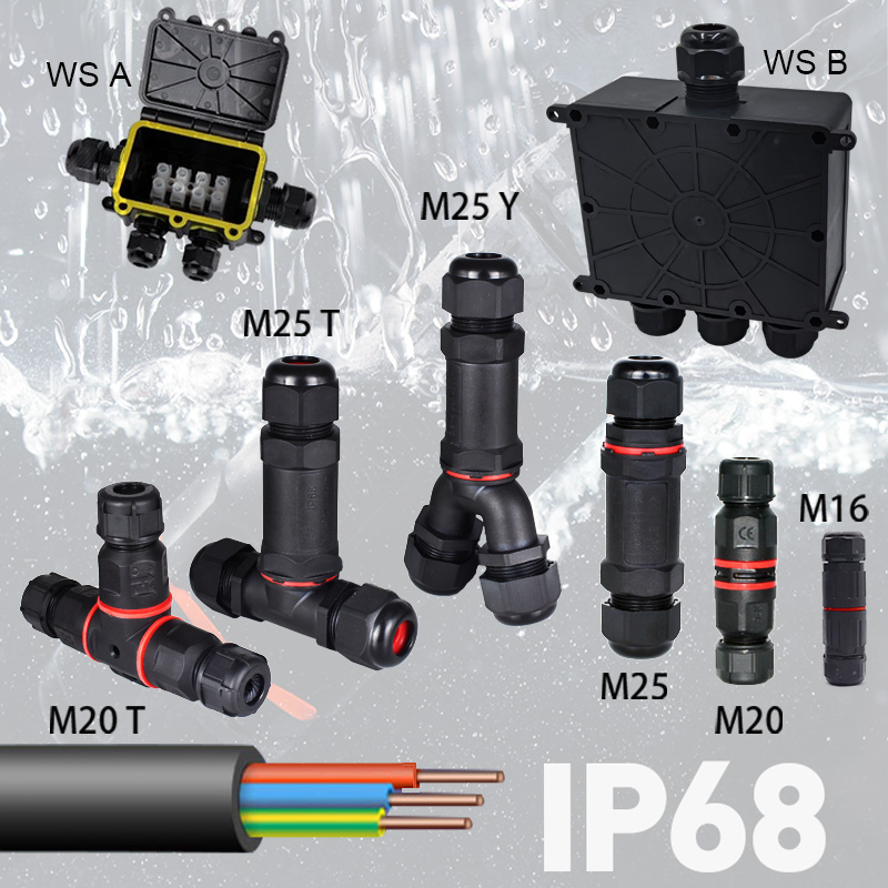 Outdoor Power Block - 防水IP68電気ケーブルジャンクションボックス,プラスチックハウジング,日曜大工ケーブルジャンクション,ブロックコネクタ,黒,電子プロジェクト,屋外