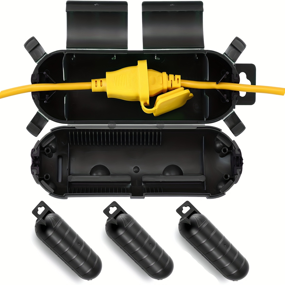 Outdoor Power Extension Cord - 延長コードプラグ接続保護安全カバー、防水屋内屋外、ストリングホリデークリスマスライトツールファン