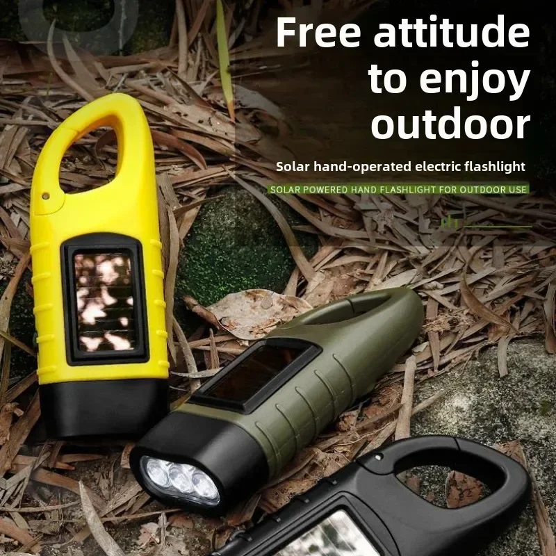 Outdoor Power Pack - ポータブル軽量ソーラー手回し懐中電灯 - 3-in-1緊急LEDライト、キャンプ用パワーバンク、アウトドアサバイバルギア