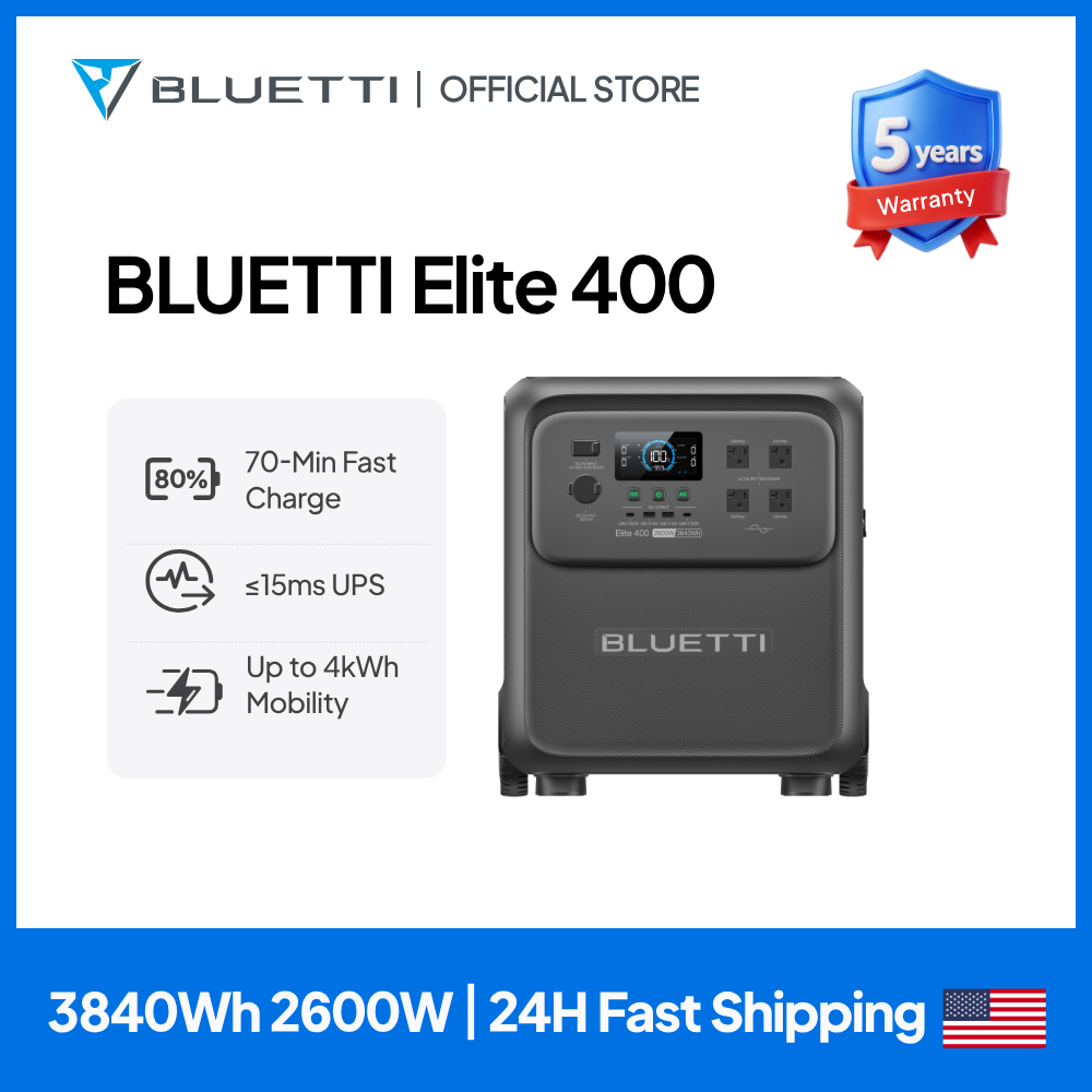 Outdoor Power Pack - BLUETTI Elite 400 2600W 3840Wh 超大容量ソーラー発電ステーション
