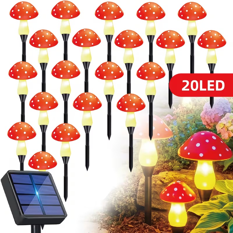 Outdoor Power For Wedding - 太陽光発電LEDキノコライト屋外ガーデンお祭り照明ソーラーランプパティオ結婚式クリスマスハロウィン装飾用