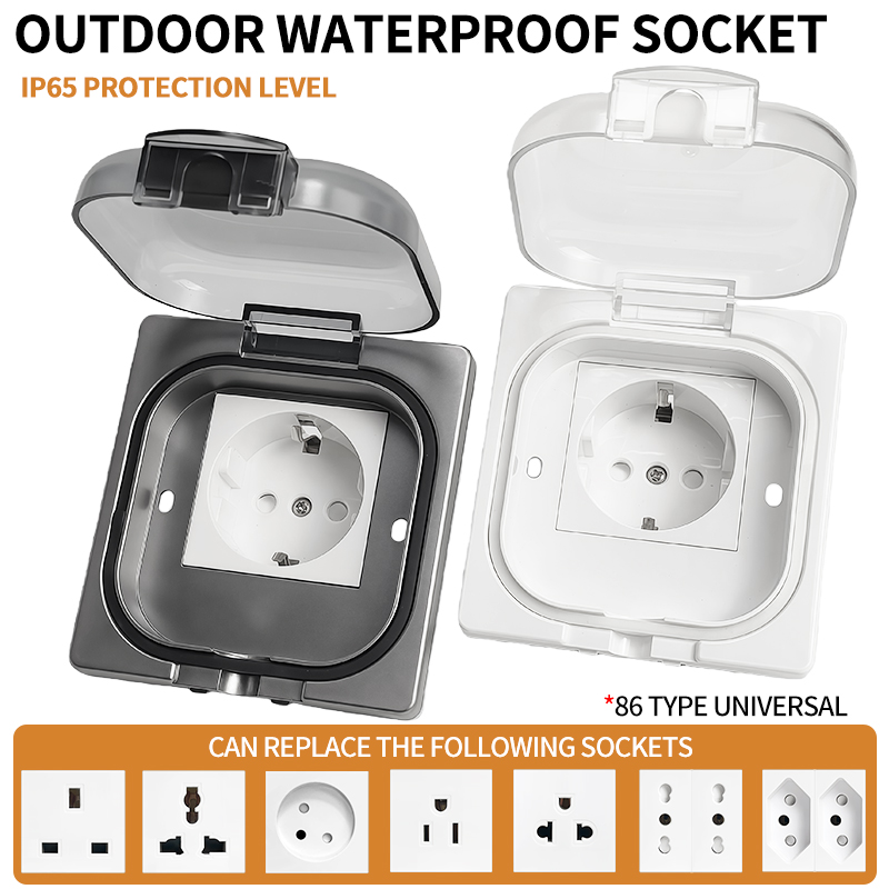 Outdoor Power Solutions - IP65防水屋外コンセント、16A高出力壁プレート、250V米国/タイスタイル10Aコンセント、浴室＆耐候性電気