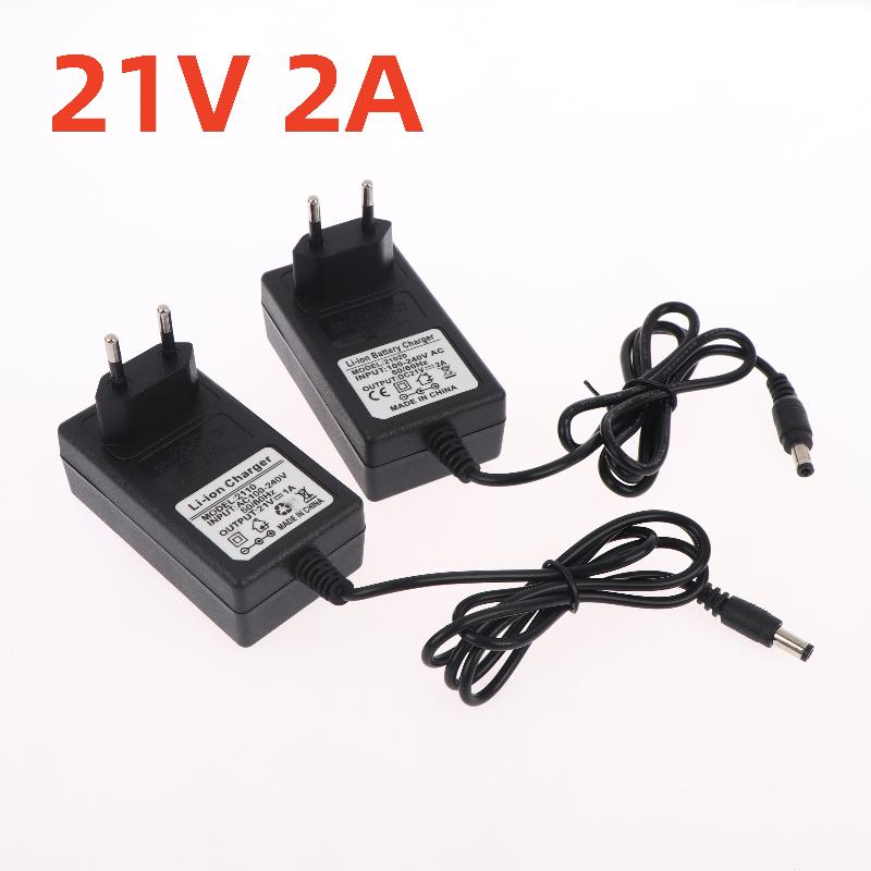 Outdoor Power Solutions - 1個入り 21V リチウムバッテリー充電器、スマート識別機能付き、1A/2A、EUプラグアダプター、18Vの屋外用電動工具用。