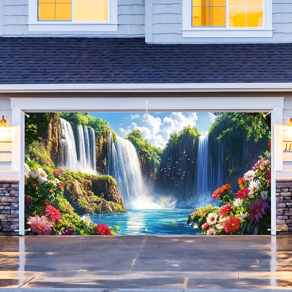 エレガントな滝と花のガレージドアバナー – オールシーズンと - Outdoor Power For Wedding のレビューと価格