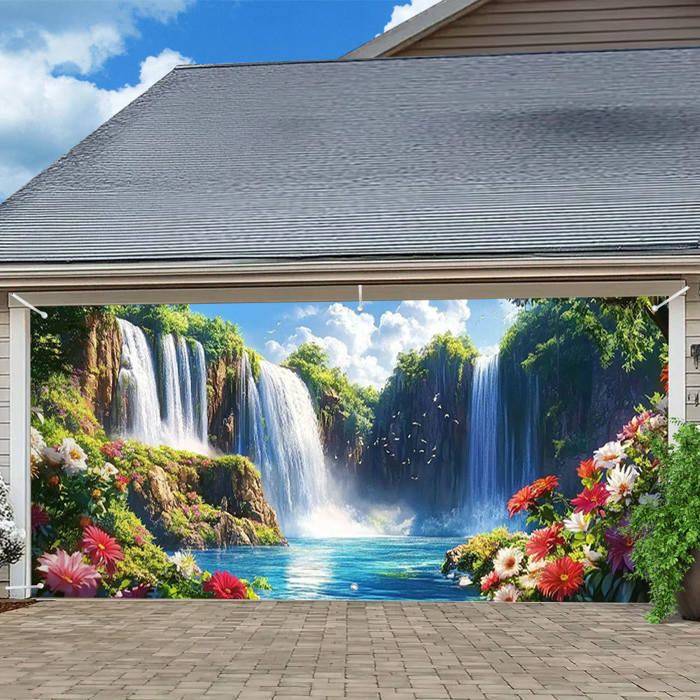 エレガントな滝と花のガレージドアバナー – オールシーズンと - Outdoor Power For Wedding のレビューと価格