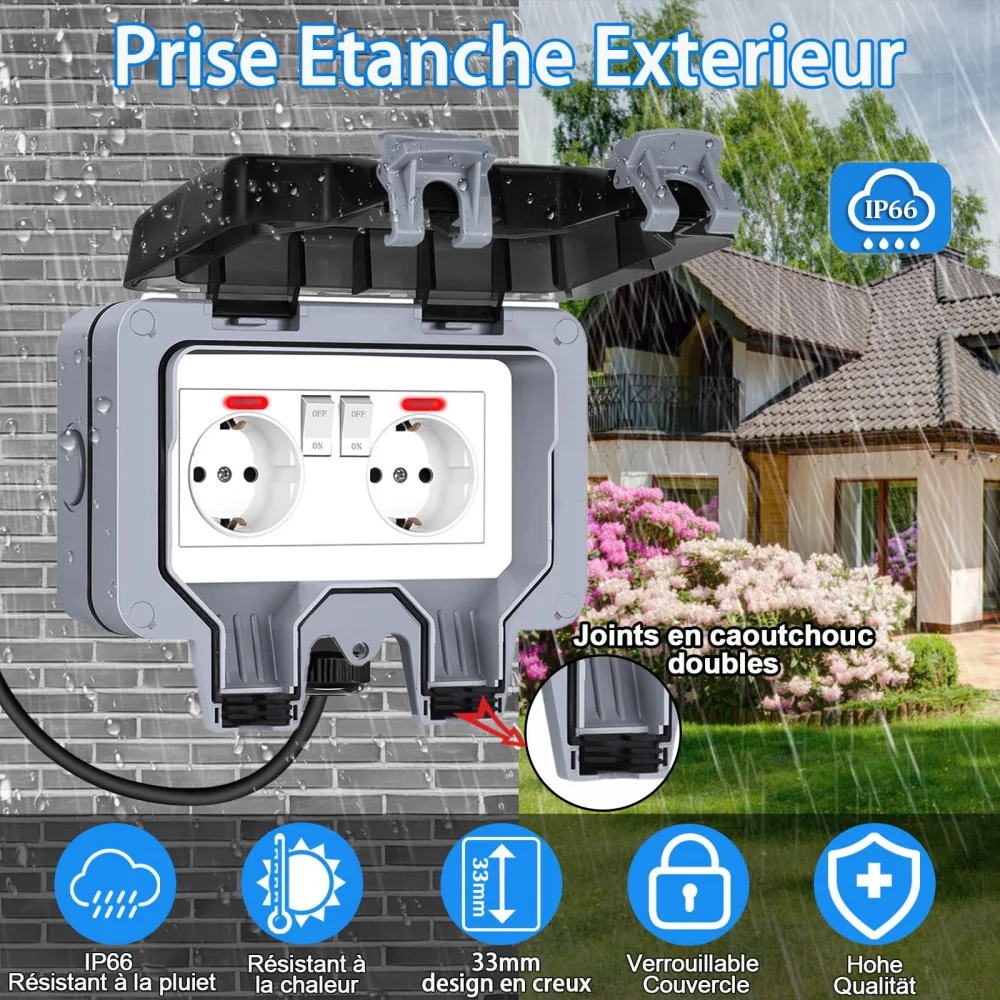 スイッチインジケーターライト付きヨーロピアンスタイル屋外ソケ - Power Switch Outdoor のレビューと価格