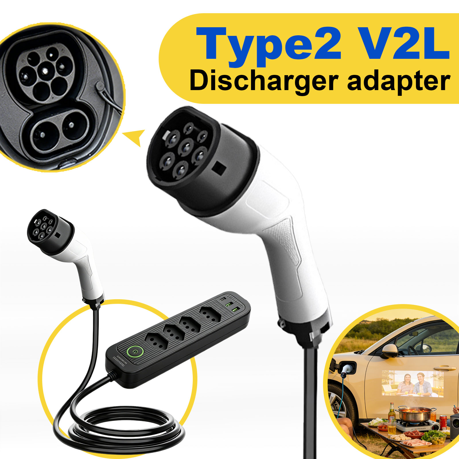 タイプ2 V2L放電アダプター 16A ブラジルソケット E - Outdoor Power Solutions のレビューと価格