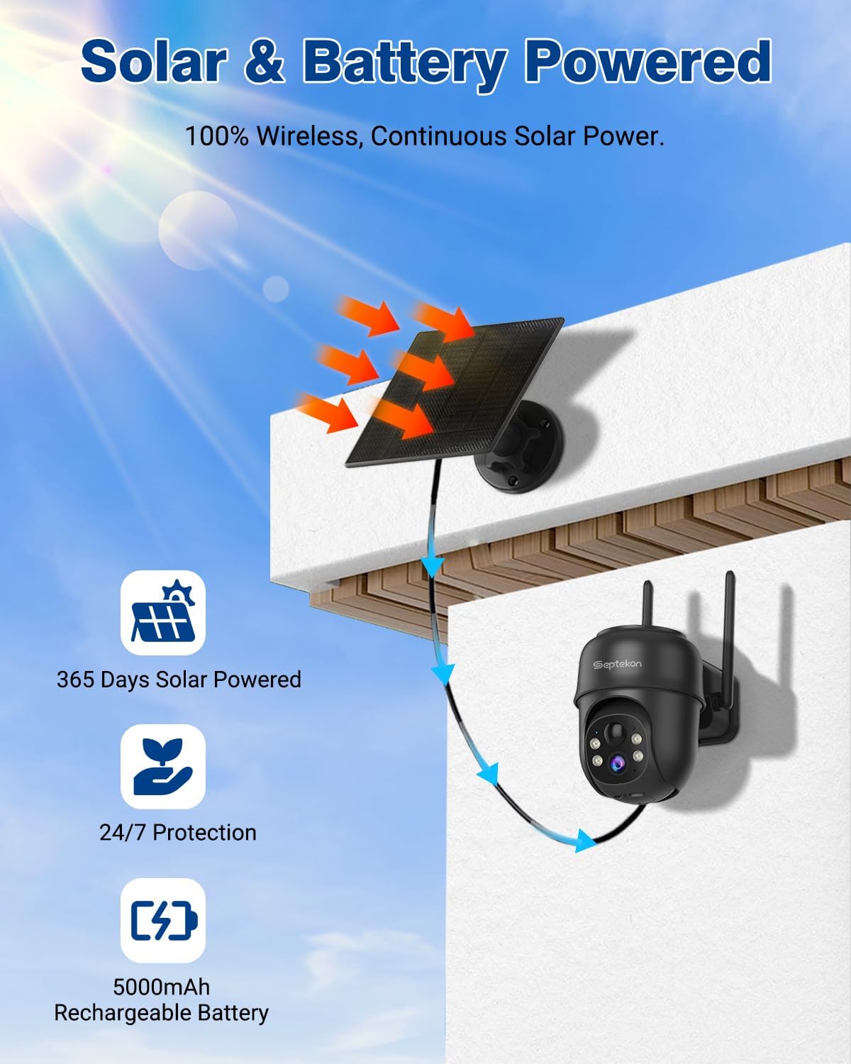 2Kソーラーワイヤレス屋外セキュリティカメラ2台パック、36 - Outdoor Power Pack のレビューと価格