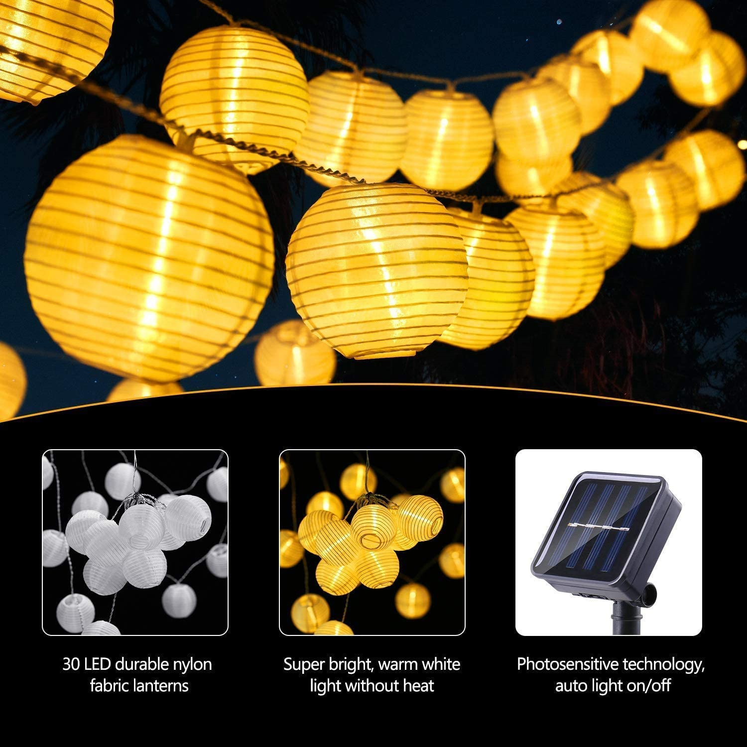 LED ソーラーランタンストリングライト屋外ガーランドフェア - Outdoor Power For Wedding のレビューと価格